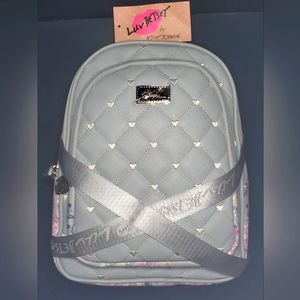 Luv BETSEY JOHNSON Bag Jaxx Medium Backpack Blue Floral Polka Dot LBJAXX